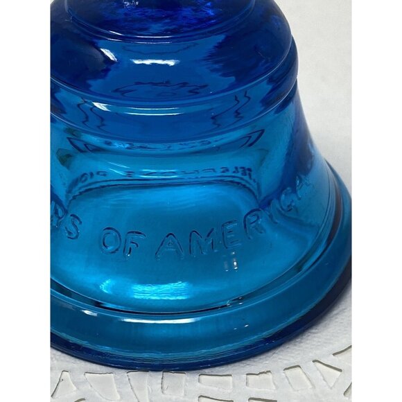Fenton Blue Glass Bell Paperweight Telephone Pioneers of America Insulator - Picture 7 of 9